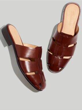 Madewell Brown Woven Leather Slide Mules